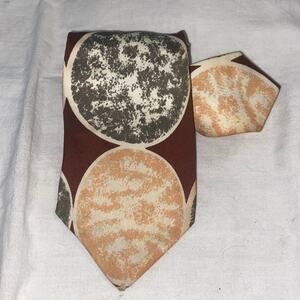 Vtg 1950s Gildners Necktie Silk Brown Geometric Woven 53 x 4 Suit Career Prop